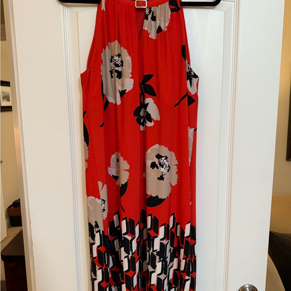 Calvin Klein Red Floral Dress Size L
